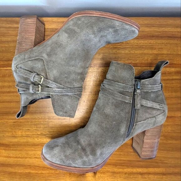 Cole Haan Taupe Brown Suede Bootie Neutral Classic Academia Minimalist 7½ - Picture 12 of 14